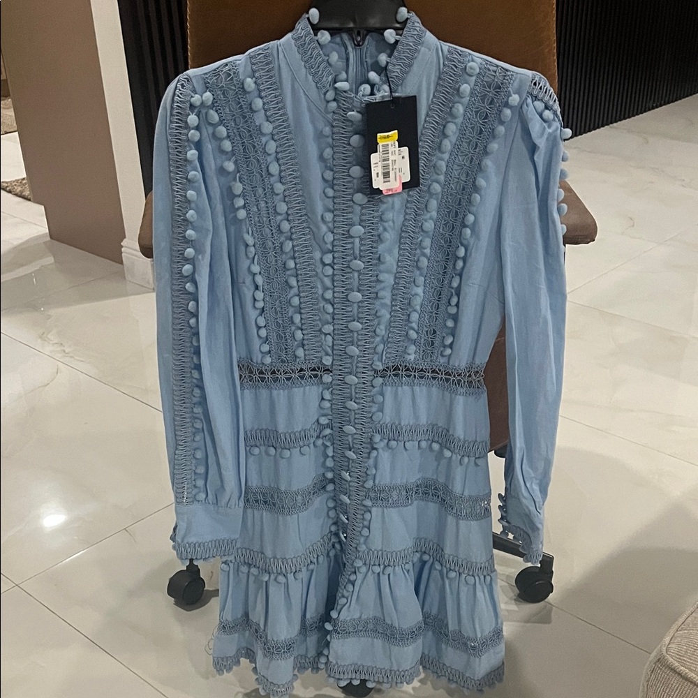 Elegant Blue Long Sleeve Dress